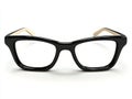 A 3D rendering of black nerd eyeglasses, shown as a design element isolated on a white background. Royalty Free Stock Photo