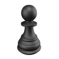 3D rendering black pawn isolated on white background