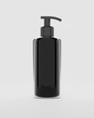 3d rendering Black plastic bottle with shampoo pumps isolated on white background Royalty Free Stock Photo