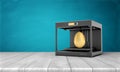 3d rendering of a black 3d-printer standing on a wooden table Royalty Free Stock Photo