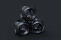 3d rendering, black sphere surface, High precision industrial product