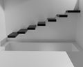 3d rendering of black Stairs with grey background