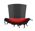 3d rendering of black top hat melting isolated on white background