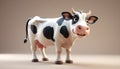 3d rendering of a black and white cow cartoon on a light background. Generative AI Royalty Free Stock Photo