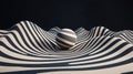 A 3D rendering of a black and white striped sphere. Royalty Free Stock Photo