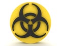 3D Rendering of black and yellow biohazard sign