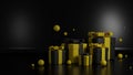 3d rendering black and yellow gift box for black friday, christmas, happy new year,happy birthday