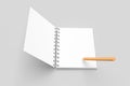 3D Rendering of Blank Notebook Mock Up with Copy Space and Pencil Royalty Free Stock Photo