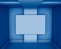 3D rendering of blank picture in the gallery toned in trendy Classic Blue color of the Year 2020