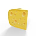 3D rendering of a block of cheese isolated on a white background