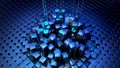 3D rendering of blue abstract cubes Royalty Free Stock Photo