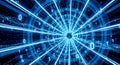 3d rendering blue binary code tunnel digital data flow speed background abstract cyber information technology internet matrix Royalty Free Stock Photo