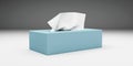 3D rendering of a blue box with paper tissues