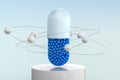 3d rendering, blue capsule with white background