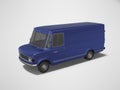 3d rendering blue cargo minivan on gray background with shadow