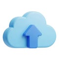 A 3d rendering of a blue cloud with an upward pointing arrow inside it Royalty Free Stock Photo