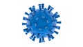 3D rendering of a blue coronavirus with long tentacles isolated on a white background. Illustration for medical banners and Royalty Free Stock Photo