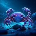 3d rendering of a blue crab in the sea on a dark background Generative AI Royalty Free Stock Photo