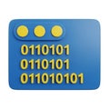 3D Rendering of Blue Digital Interface with Binary Code and Yellow Circles data technology Royalty Free Stock Photo