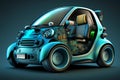 Smart and modern mini electric car.