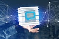 3D rendering Blue Email symbol displayed in a sliced cube Royalty Free Stock Photo