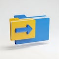 A 3d rendering of a blue folder with a yellow folder containing a bidirectional arrow icon Royalty Free Stock Photo
