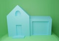 3d rendering of blue geometric house