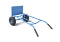 3d rendering of a blue hand truck with its handles down on a white background. Royalty Free Stock Photo