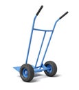 3d rendering of blue hand truck, standing position, isolated on white background Royalty Free Stock Photo