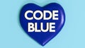A 3D rendering of a blue heart with the text \