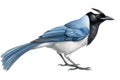 3D rendering of a blue jay bird isolated on white background Generative AI animal ai Royalty Free Stock Photo