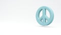 3D Rendering of blue peace sign on white background concept of no war stop fighting. Royalty Free Stock Photo