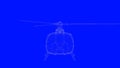 3d rendering of a blue print helicopter in white lines on a blu