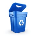 3D rendering Blue Recycling Bin Royalty Free Stock Photo