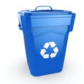 3D rendering Blue Recycling Bin