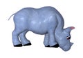 3D Rendering Blue Rhino on White