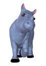 3D Rendering Blue Rhino on White