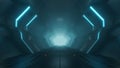 Rendering of a blue science fiction tunnel Royalty Free Stock Photo