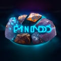 3D rendering of a blue stone with the word primo on it. generative AI