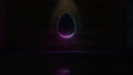 3D rendering of blue violet neon symbol of egg icon on brick wall Royalty Free Stock Photo
