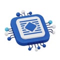 3D Rendering Of A Blue And White Computer Microchip With Connected Nodes processor technology Royalty Free Stock Photo