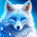 3d rendering of a blue wolf with a white fur on a blue background Generative AI