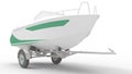 3d rendering of a boat on a trailer isolated on white background Royalty Free Stock Photo