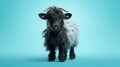 3d Rendering Of A Bold Black And White Goat On Cyan Background Royalty Free Stock Photo