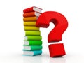 Book with Question mark in white background. 3d render
