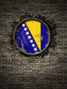 Old Bosnia and Herzegovina flag in brick wall Royalty Free Stock Photo