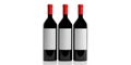 3d rendering bottles of red wine on white background