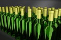 Bottles of white wine against grey background