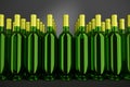 Bottles of white. wine in front of dark background