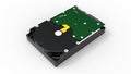 3D rendering - bottom view of a hard disk drive Royalty Free Stock Photo